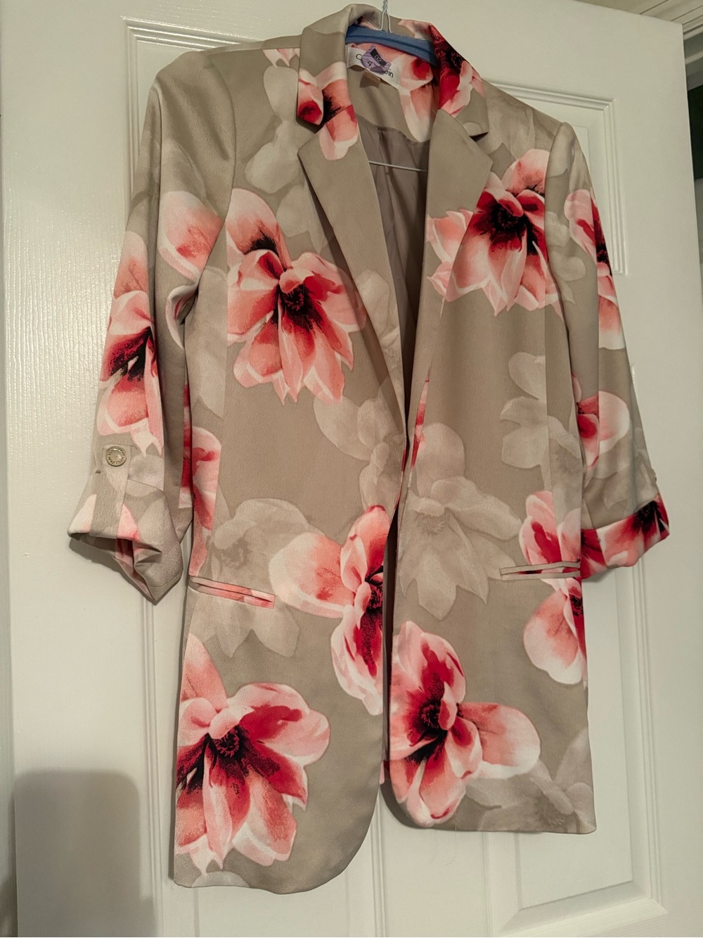Calvin Klein Beige Blazer with Pink Floral Print